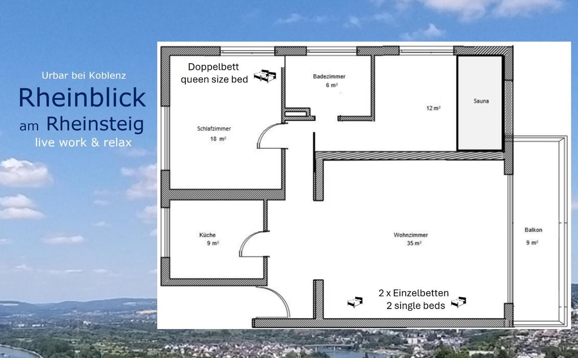 Rheinblick Am Rheinsteig Zur Festung Ehrenbreitstein Mit Balkon Und Sauna Apartment Urbar (Mayen-Koblenz)